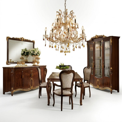 Mesa de comedor + 8 sillas Comedor Mesa Rococó Barroco Art Nouveau