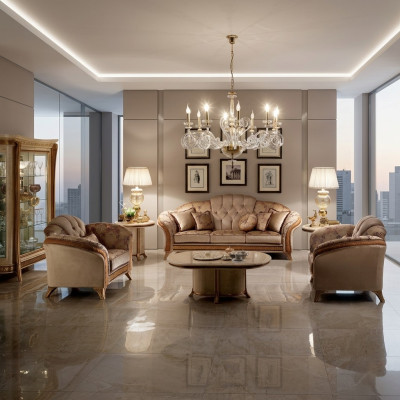 Sofá conjunto sofá sofá 3 + 3 salón de diseño de muebles clásicos barrocos