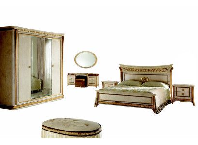 Cama + mesita de noche real Dormitorio Cama tapizada Muebles de diseño rococó