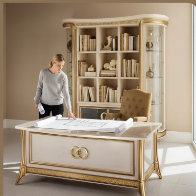 Librería armario vitrina XXL Muebles de diseñador de lujo Barroco Rococó