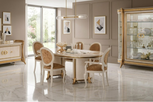 6 sillas + juego de mesa Cocina Diseñador Barroco Rococó clásico Art Nouveau