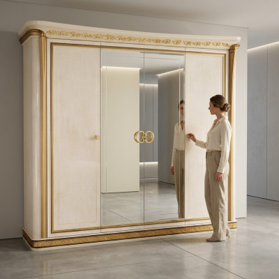 Armario de 4 puertas antiguo estilo barroco, rococó y modernista muebles dormitorio.