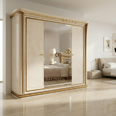 Armario de 4 puertas antiguo estilo barroco, rococó y modernista muebles dormitorio.