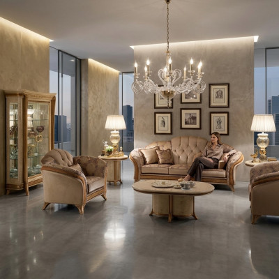 Elegante sofá de diseñador de 2 plazas, sofás tapizados en textil de estilo Art Nouveau arredoclassic™