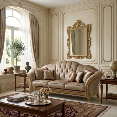 Elegante sofá de diseñador de 2 plazas, sofás tapizados en textil de estilo Art Nouveau arredoclassic™