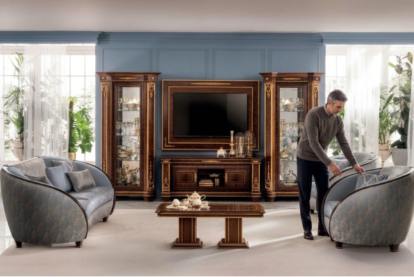 Muebles tapizados de salón italiano, juego de sofás completo 3+2+1