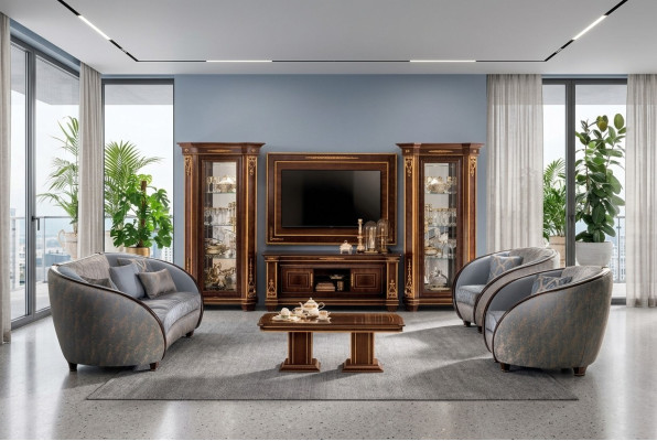 Muebles tapizados de salón italiano, juego de sofás completo 3+2+1
