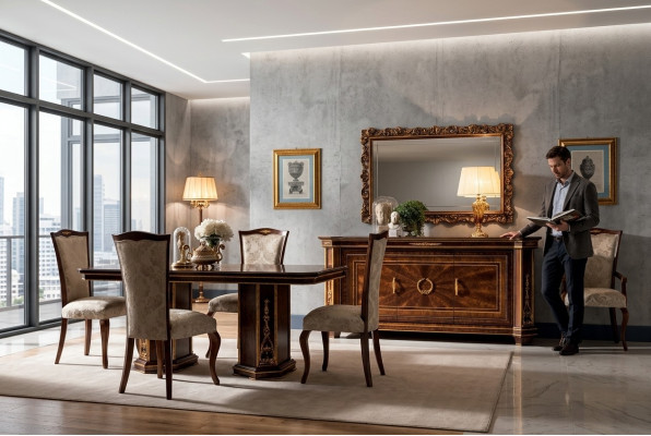 Cómoda Espejo Muebles Diseñador Rococó Barroco Modernista Clásico