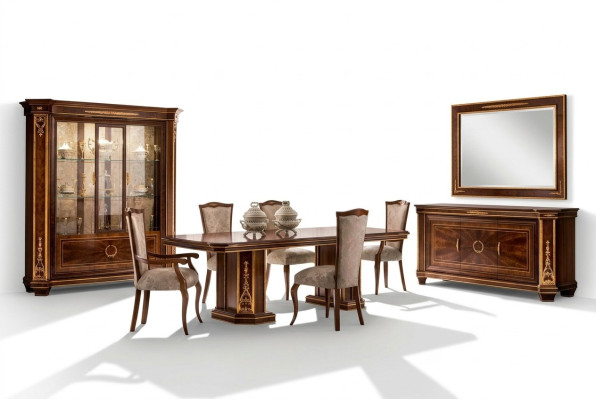 Muebles mesa + 6 sillas Conjunto de comedor de madera completo Barroco