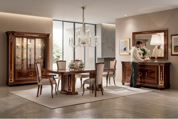 Muebles Mesa + 8x Juego de sillas Conjunto de comedor de madera completo Barroco