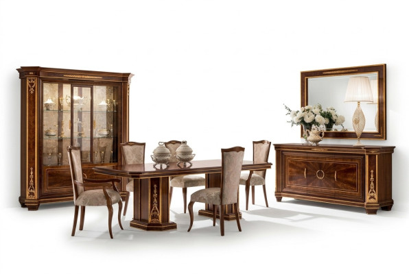 Muebles Mesa + 8x Juego de sillas Conjunto de comedor de madera completo Barroco
