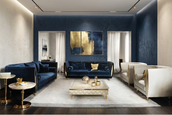 Conjunto de sofás sofá sofá 3 + 3 salón diseñador muebles barrocos clásicos