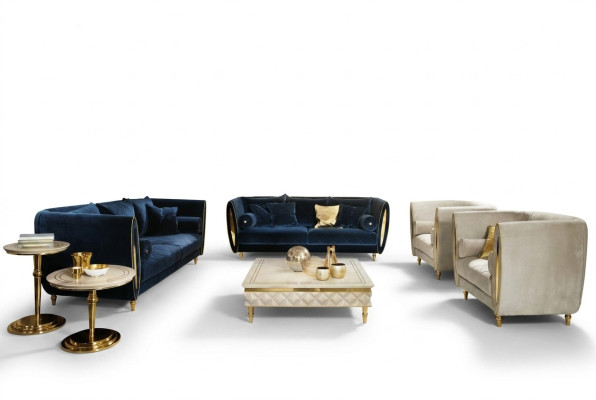 Conjunto de sofás sofá sofá 3 + 3 salón diseñador muebles barrocos clásicos