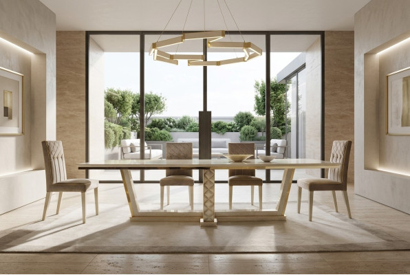 Mesa de comedor 6 sillas mesa de comedor Rococó Barroco modernista juvenil real de lujo.