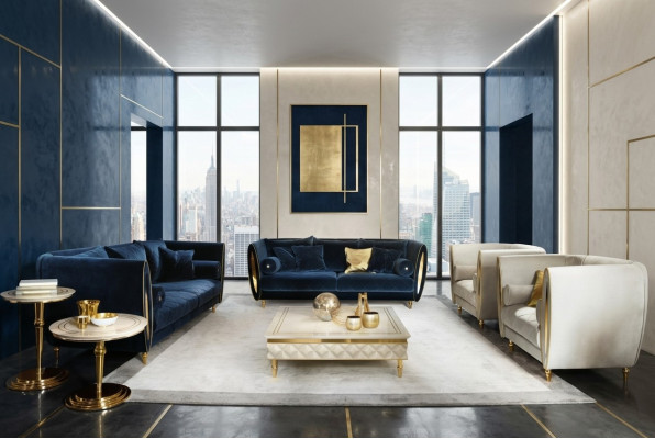 Sofá conjunto de sofá sofá 3 plazas (sin 2 + 1) Muebles de diseño clásico.