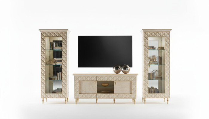 Mueble de salón vitrina TV aparador armario pared diseño barroco rococó.