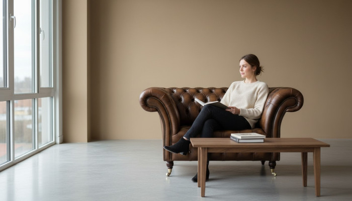 Sofá de piel Chesterfield de 1 plaza Sofás tapizados de diseño de lujo Sofás nuevos