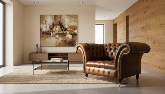 Sofá de piel Chesterfield de 1 plaza Sofás tapizados de diseño de lujo Sofás nuevos