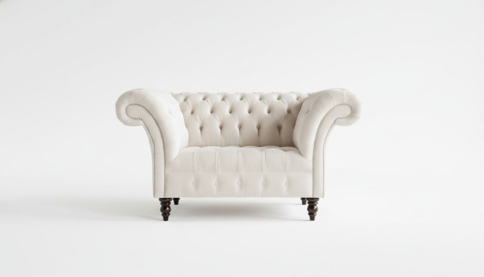 Chesterfield Sillón Sofá de televisión 1 plaza Sofá de tela, tela, cojines #4