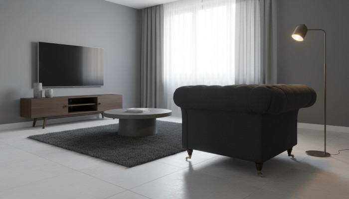 Sillón Chesterfield para la televisión Sofá de una plaza de tela Sofá de tela Acolchado #2