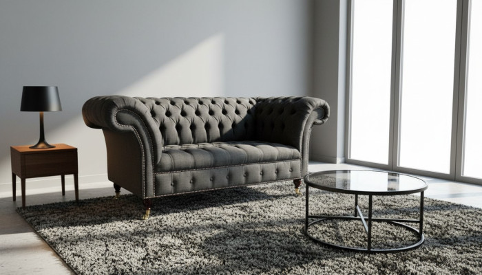 Chesterfield Textil Sofá de 2 plazas Sofá de lujo Sofás tapizados Sofás de diseño en tela