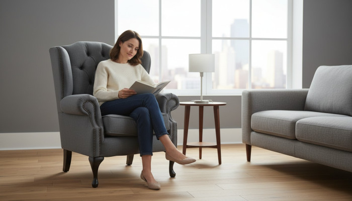 Chesterfield Diseño Sofás de Tela de Lujo Tapizado Textil Sillón de Orejas 1 Plaza Sofá Acolchado