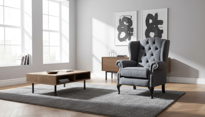 Chesterfield Diseño Sofás de Tela de Lujo Tapizado Textil Sillón de Orejas 1 Plaza Sofá Acolchado
