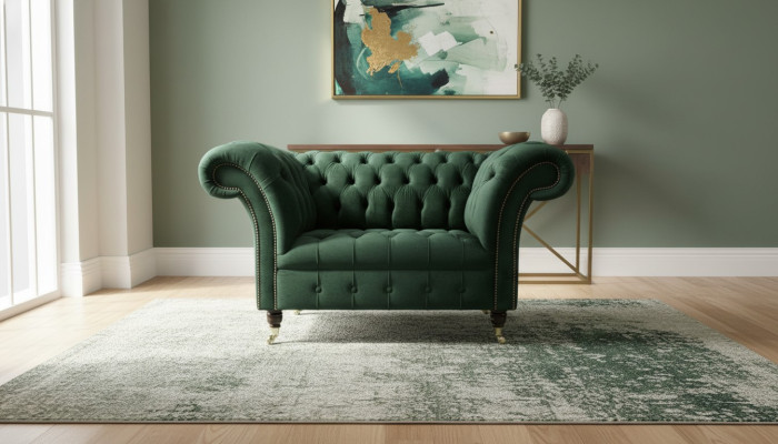Chesterfield Design Sofá Sillón Sofá Tapizado Lujo Tela Sofás 1 Plaza #103