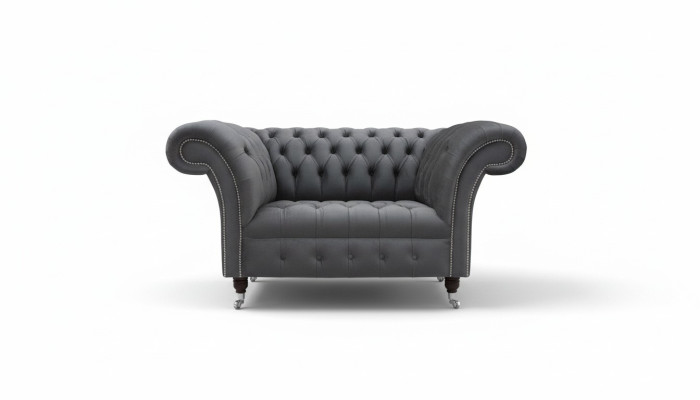 Sofá de diseño Chesterfield para 1 persona, sofá tapizado de lujo clásico de tela.