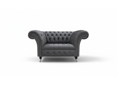 Sofá de diseño Chesterfield para 1 persona, sofá tapizado de lujo clásico de tela.