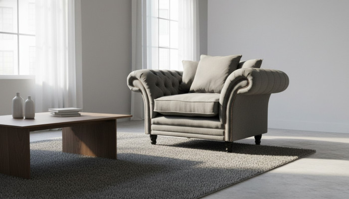 Chesterfield Diseño Sofá Sillón Sofá Tapizado Lujo Tela Sofás 1 Plaza #110