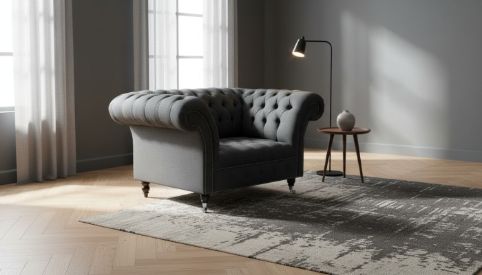 Sofá Chesterfield de diseño Sillón Sofá Tapizado Lujo Textil Sofás 1 plaza #111
