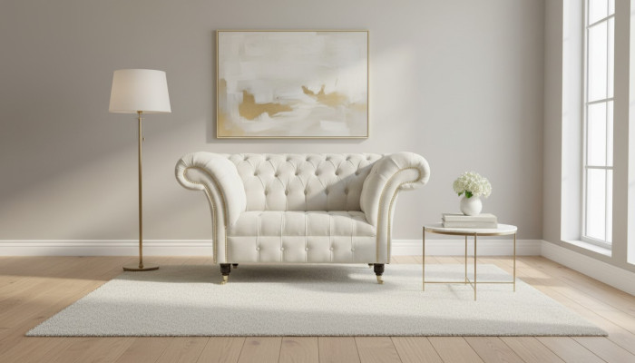 Sofá de diseño Chesterfield Sillón Sofá Tapizado de lujo Textil Sofás 1 plaza #112