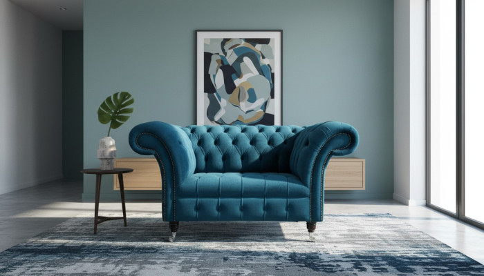 Chesterfield Sillón Sofá de televisión individual Textil Tapizado en tela Sofás Asientos 131