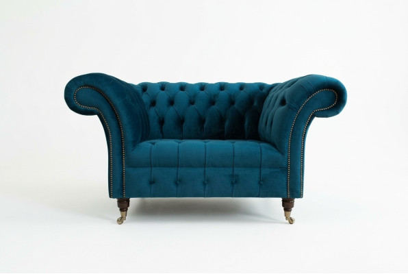 Chesterfield Sillón Sofá de televisión individual Textil Tapizado en tela Sofás Asientos 131