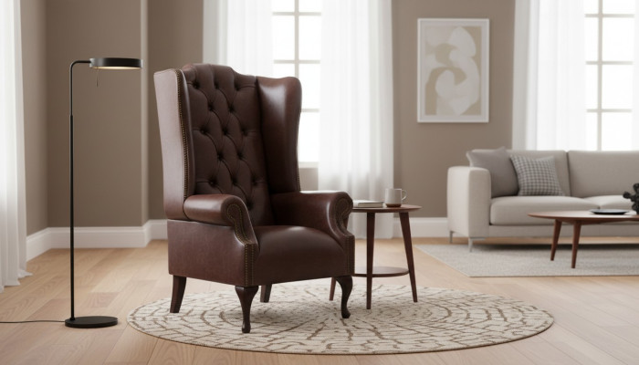 Chesterfield sillón orejero, sofás tapizados, silla clásica de primera clase #130.