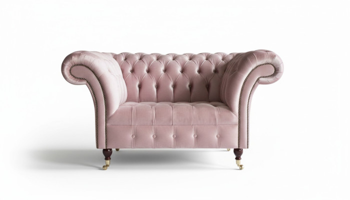 Sofá sillón Chesterfield de diseño sofá tapizado de lujo textil Sofás 1 asiento #133