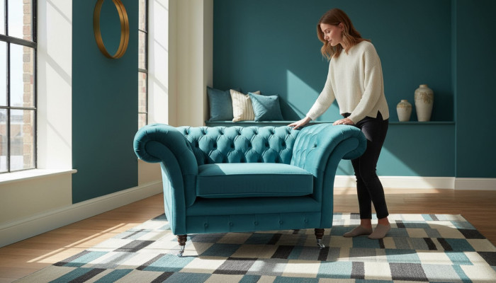 Sillón Chesterfield Sofá de televisión de una plaza Sofá de tela Material de tapizado 136