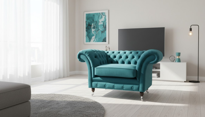 Sillón Chesterfield Sofá de televisión de una plaza Sofá de tela Material de tapizado 136