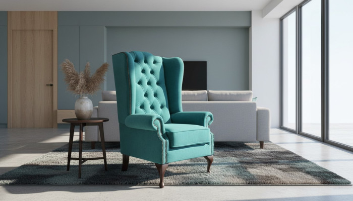 Chesterfield sillón orejero sofás tapizados Silla clásica de alta gama #201