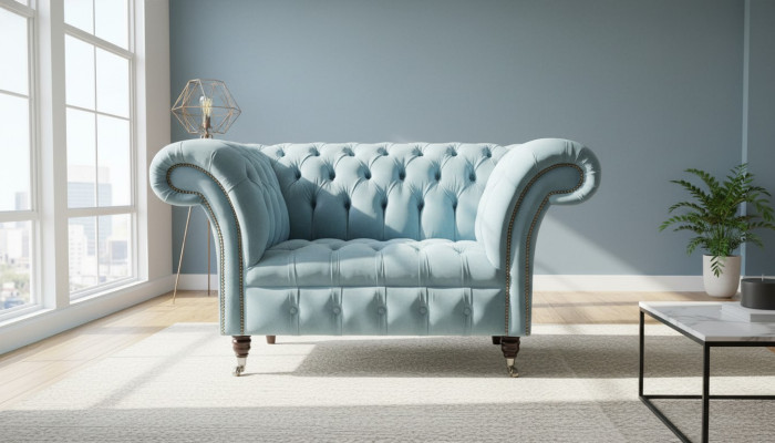 Sofá de diseño Chesterfield Sillón Cojín de tela de lujo 1 plaza #145