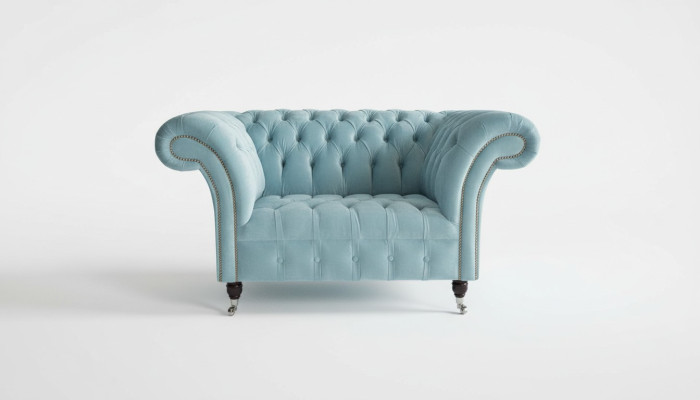 Sofá de diseño Chesterfield Sillón Cojín de tela de lujo 1 plaza #145