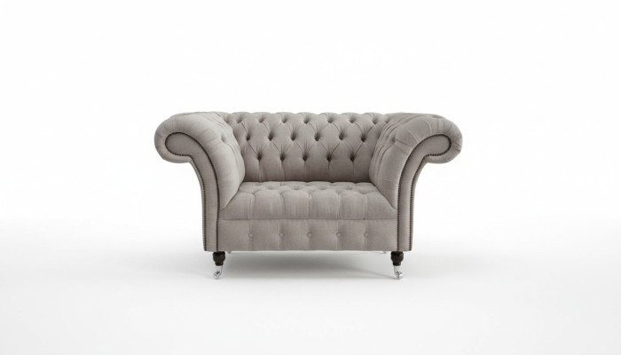 Chesterfield Gran sofá de tela de diseño de salón Sofá tapizado 1 asiento de cuero número 146.
