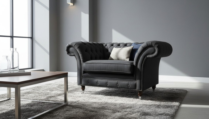 Chesterfield sillón sofá de televisión de un asiento tejido tela sofás tapizados