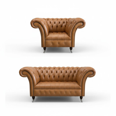 Juego de sofás 2+1 Chesterfield tapizado en tela sofá salón conjunto de tapicería.