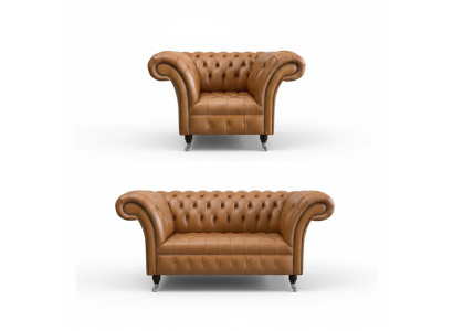 Juego de sofás 2+1 Chesterfield tapizado en tela sofá salón conjunto de tapicería.