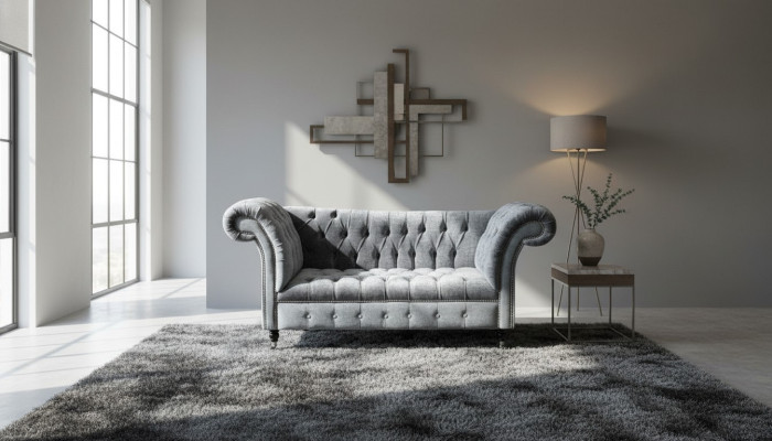 Diseño Chesterfield tela sofá chaise lounge acolchado nuevo sofás chaise longue