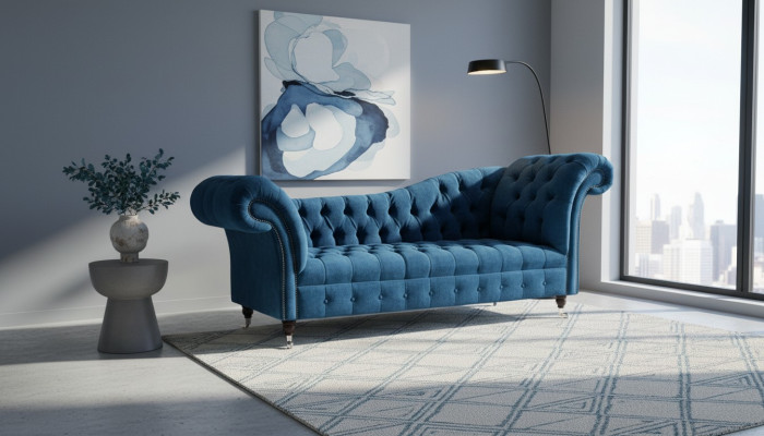 Chaiselounge banco asiento tumbona salón barroco rococó modernista clásico Azul Nuevo