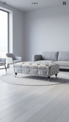 Chesterfield Textil Hocker XXL Grande Reposapiés Banco de lujo en tela