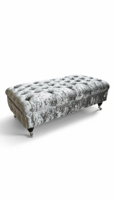 Chesterfield Textil Hocker XXL Grande Reposapiés Banco de lujo en tela